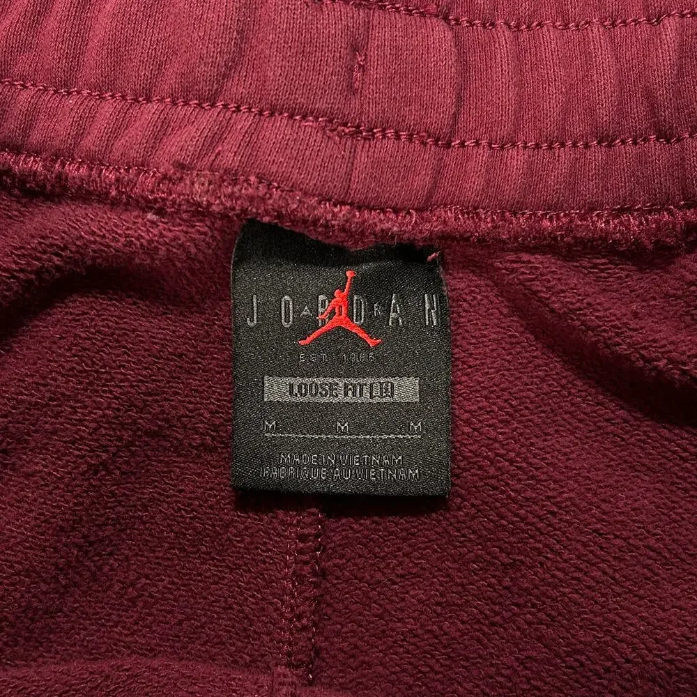Air Jordan Flight burgundy athleisure casual loose fit gym sweatpants mens M